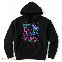 Its My 5th Birthday Mermaid Theme Party 5 Yrs Old Hoodie thumb 0