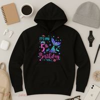 Its My 5th Birthday Mermaid Theme Party 5 Yrs Old Hoodie thumb 3