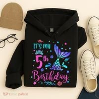 Its My 5th Birthday Mermaid Theme Party 5 Yrs Old Hoodie thumb 4
