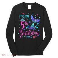 Its My 5th Birthday Mermaid Theme Party 5 Yrs Old Long Sleeve Shirt thumb 0