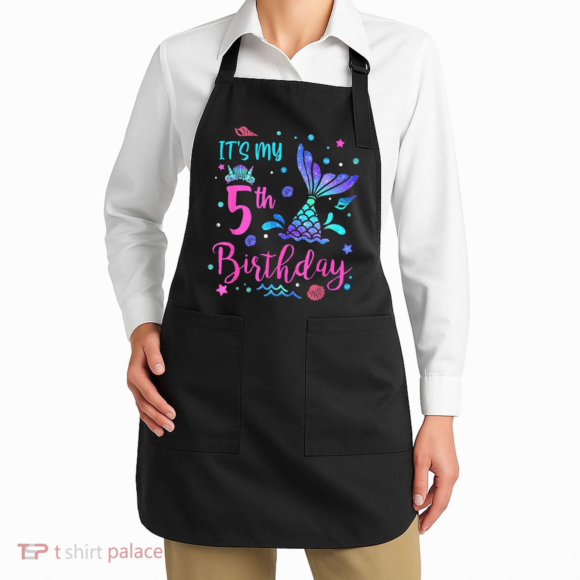 Its My 5th Birthday Mermaid Theme Party 5 Yrs Old Apron