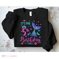 Its My 5th Birthday Mermaid Theme Party 5 Yrs Old Sweatshirt thumb 2