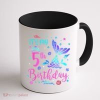 Its My 5th Birthday Mermaid Theme Party 5 Yrs Old Coffee Mug thumb 1