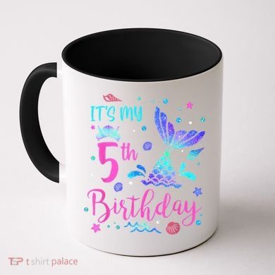 Its My 5th Birthday Mermaid Theme Party 5 Yrs Old Coffee Mug