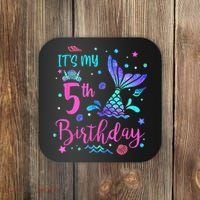 Its My 5th Birthday Mermaid Theme Party 5 Yrs Old Coaster thumb 0