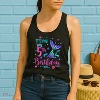 Its My 5th Birthday Mermaid Theme Party 5 Yrs Old Women's Tank Top thumb 2