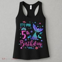 Its My 5th Birthday Mermaid Theme Party 5 Yrs Old Women's Tank Top thumb 3