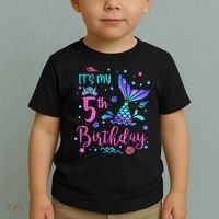 Its My 5th Birthday Mermaid Theme Party 5 Yrs Old Toddler T-Shirt thumb 2
