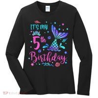 Its My 5th Birthday Mermaid Theme Party 5 Yrs Old Women's Long Sleeve Shirt thumb 0