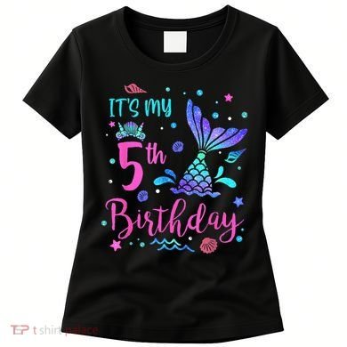 Its My 5th Birthday Mermaid Theme Party 5 Yrs Old Women's T-Shirt