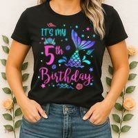 Its My 5th Birthday Mermaid Theme Party 5 Yrs Old Women's T-Shirt thumb 2