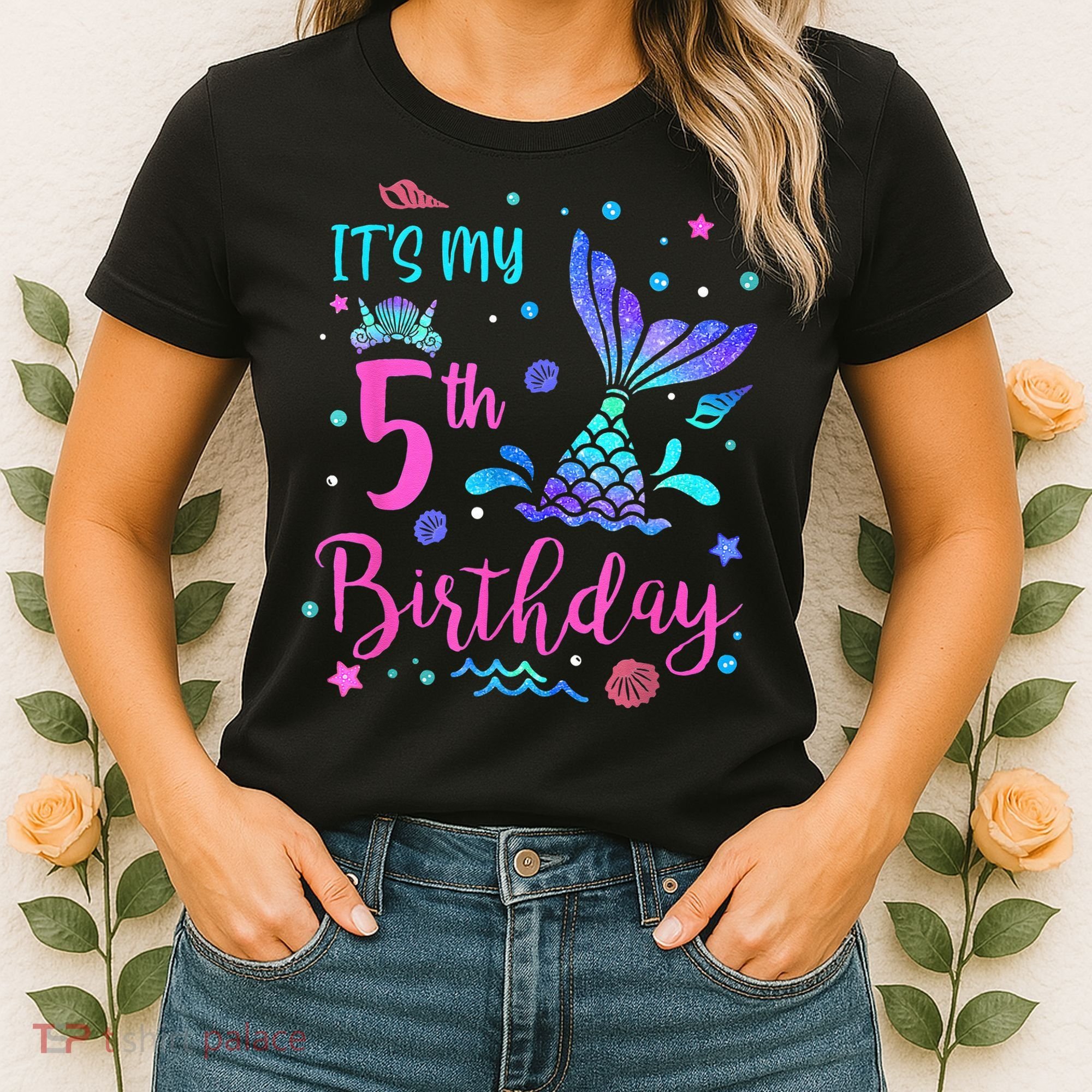 Its My 5th Birthday Mermaid Theme Party 5 Yrs Old Women's T-Shirt