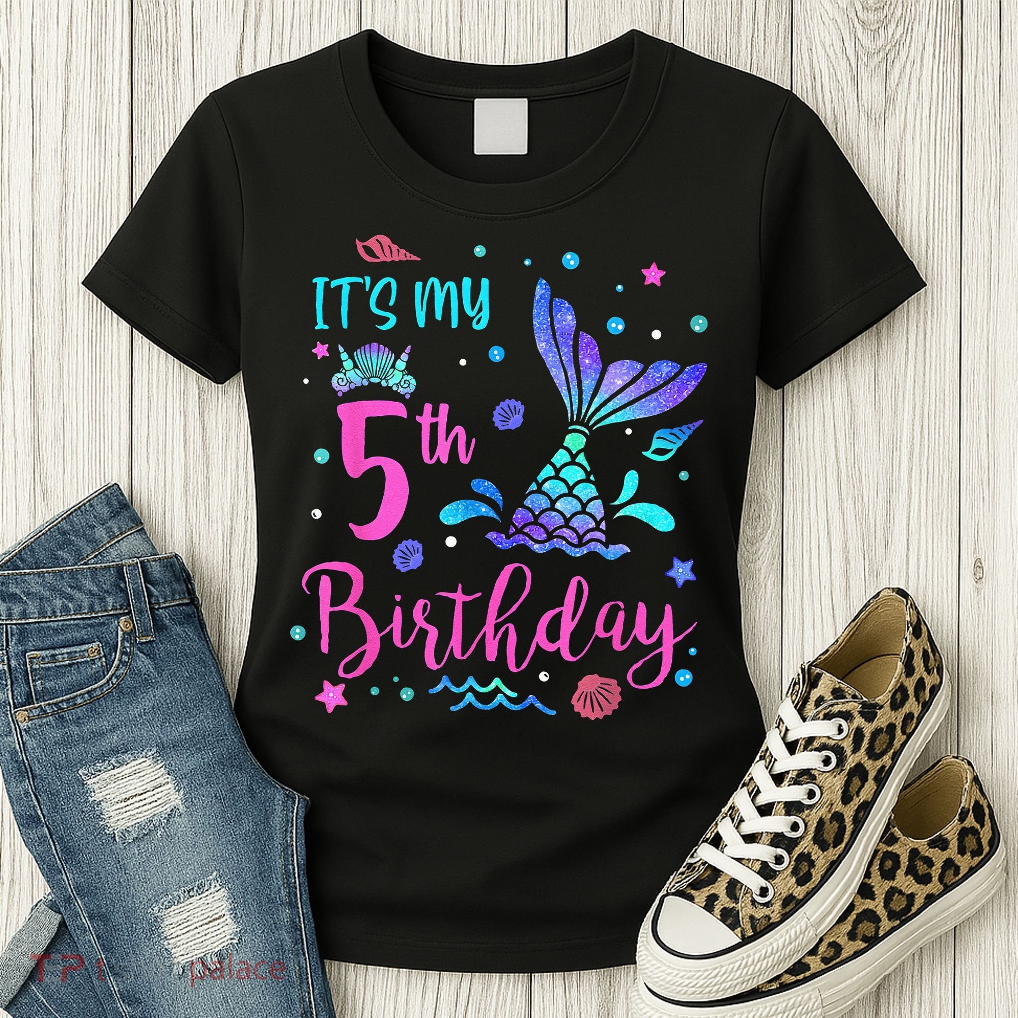 Its My 5th Birthday Mermaid Theme Party 5 Yrs Old Women's T-Shirt