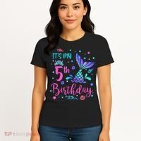 Its My 5th Birthday Mermaid Theme Party 5 Yrs Old Women's T-Shirt thumb 4