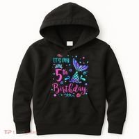 Its My 5th Birthday Mermaid Theme Party 5 Yrs Old Kids Hoodie thumb 0