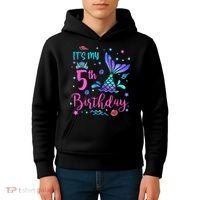 Its My 5th Birthday Mermaid Theme Party 5 Yrs Old Kids Hoodie thumb 4