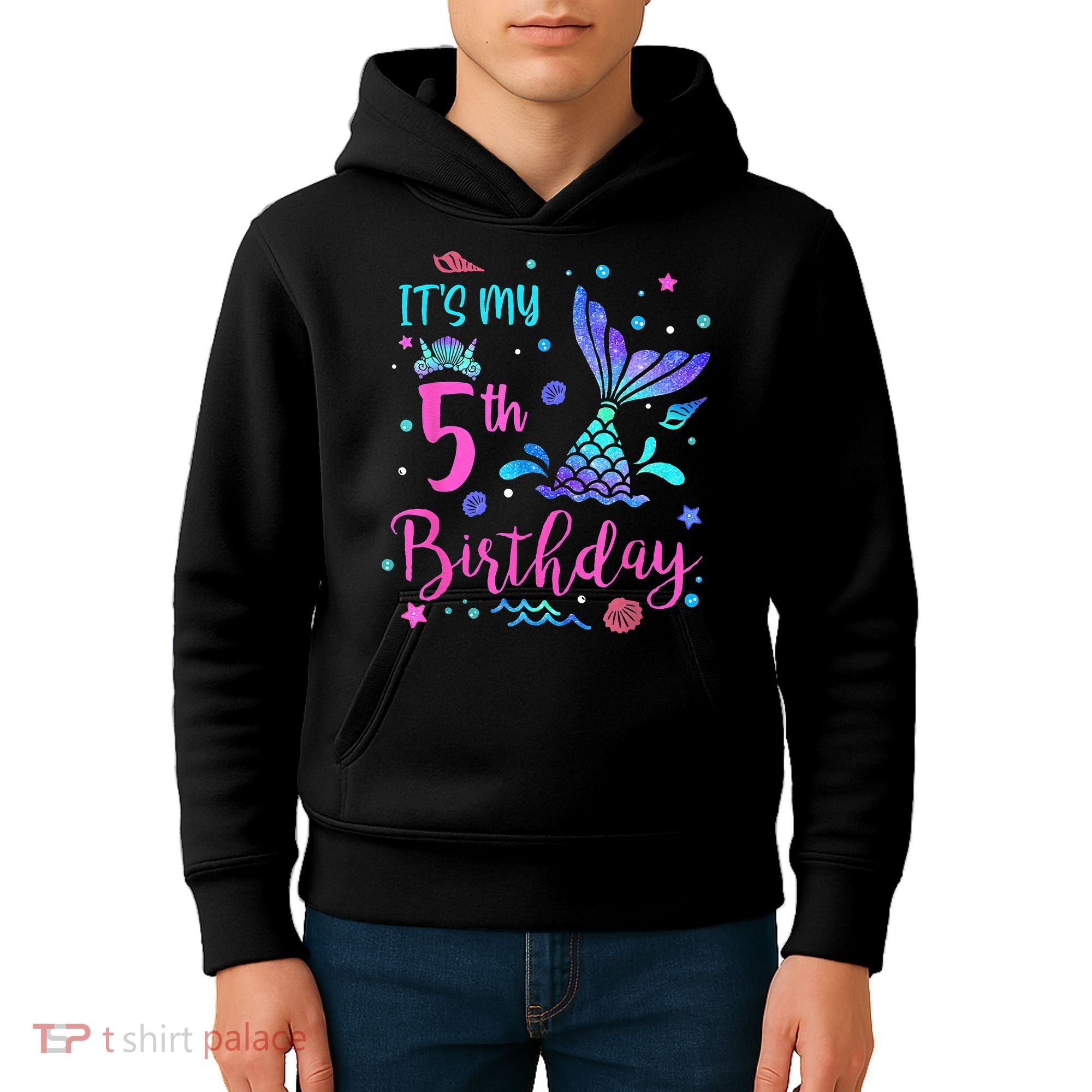 Its My 5th Birthday Mermaid Theme Party 5 Yrs Old Kids Hoodie
