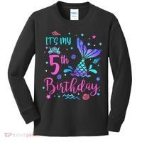 Its My 5th Birthday Mermaid Theme Party 5 Yrs Old Kids Long Sleeve Shirt thumb 0