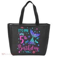 Its My 5th Birthday Mermaid Theme Party 5 Yrs Old Tote Bag thumb 0