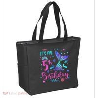 Its My 5th Birthday Mermaid Theme Party 5 Yrs Old Tote Bag thumb 2