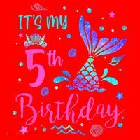 Its My 5th Birthday Mermaid Theme Party 5 Yrs Old Santa Hat thumb 1