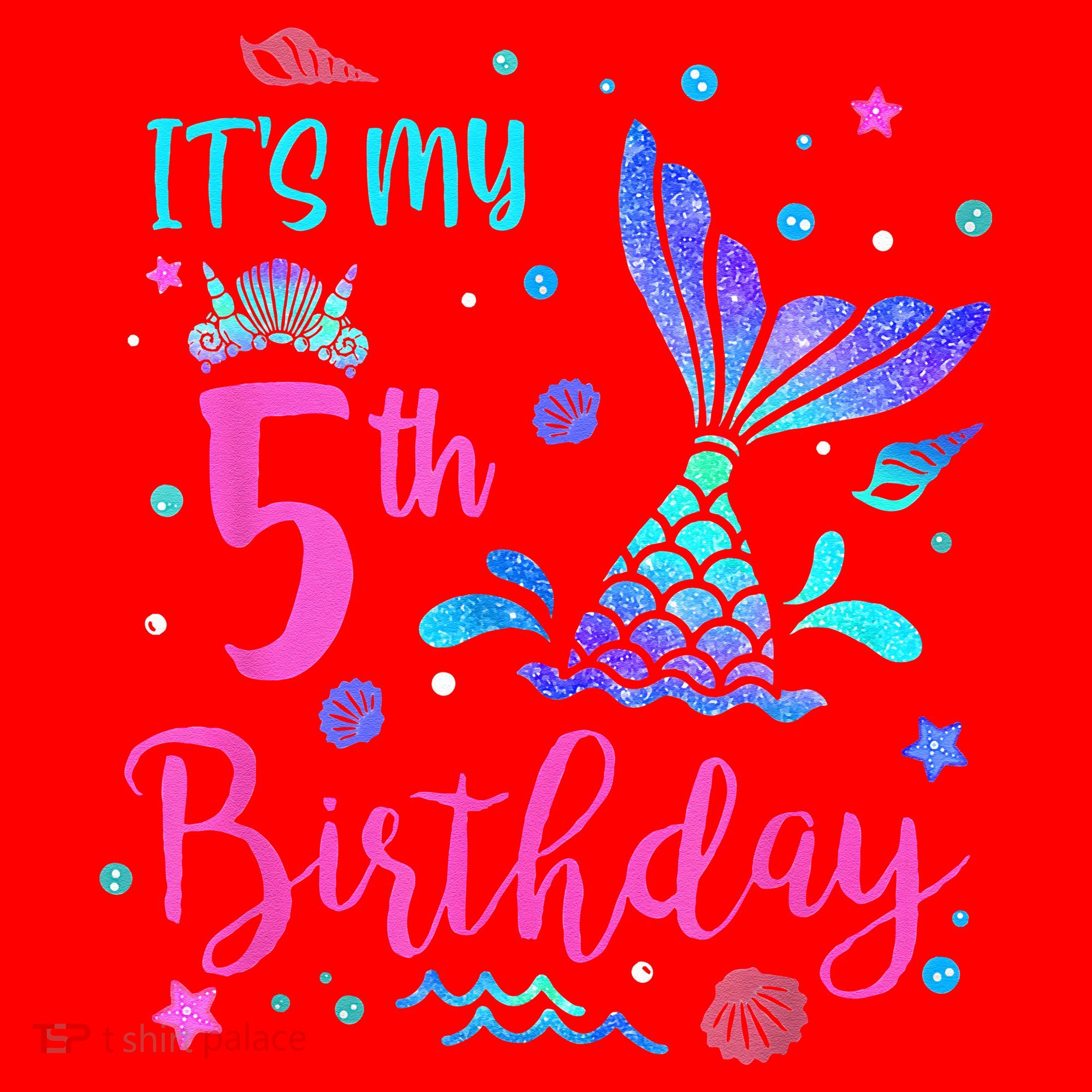 Its My 5th Birthday Mermaid Theme Party 5 Yrs Old Santa Hat