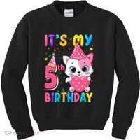 ItS My 5th Birthday Girl Funny Cat Birthday 5 Year Old Kids Sweatshirt thumb 0