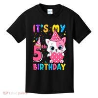 ItS My 5th Birthday Girl Funny Cat Birthday 5 Year Old Kids T-Shirt thumb 0