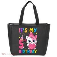 ItS My 5th Birthday Girl Funny Cat Birthday 5 Year Old Tote Bag thumb 0