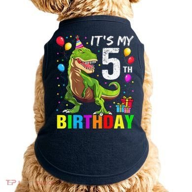 ItS My 5th Birthday Happy 5 Year Trex Doggie Tank