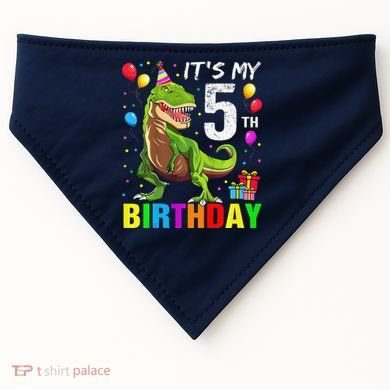 ItS My 5th Birthday Happy 5 Year Trex USA-Made Doggie Bandana