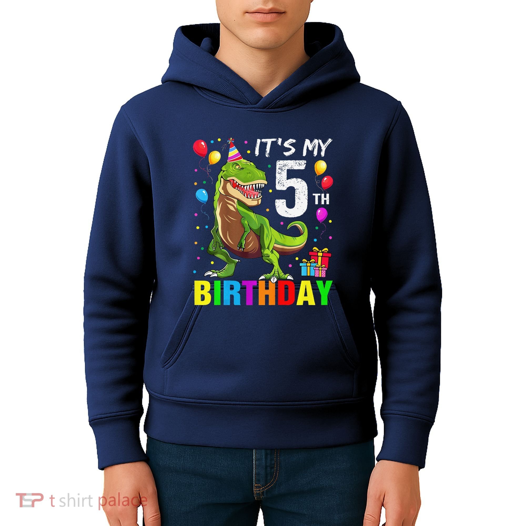 ItS My 5th Birthday Happy 5 Year Trex Kids Hoodie