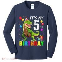 ItS My 5th Birthday Happy 5 Year Trex Kids Long Sleeve Shirt thumb 0