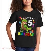 ItS My 5th Birthday Happy 5 Year Trex Kids T-Shirt thumb 2