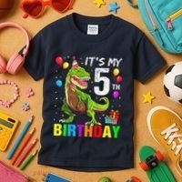 ItS My 5th Birthday Happy 5 Year Trex Kids T-Shirt thumb 3