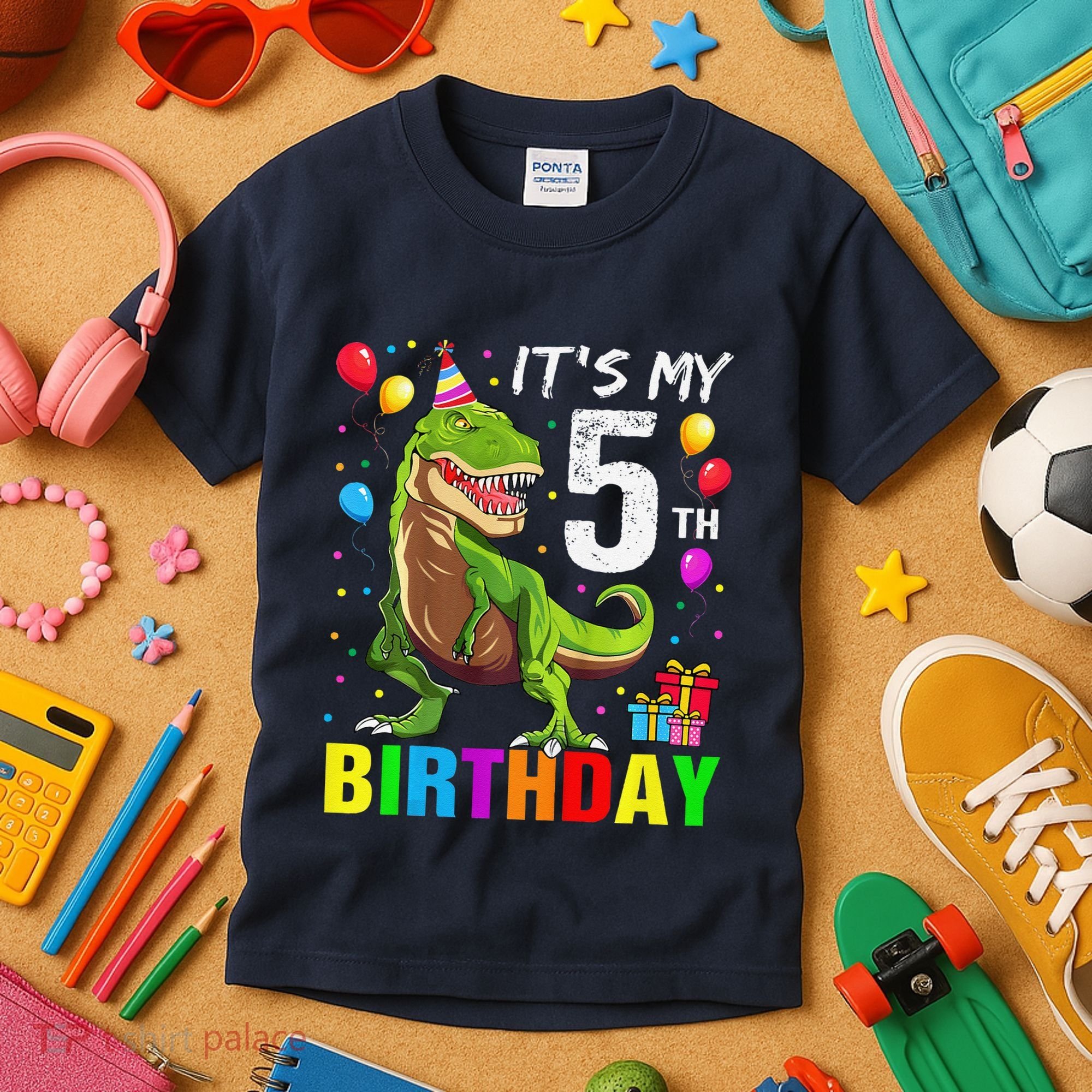 ItS My 5th Birthday Happy 5 Year Trex Kids T-Shirt