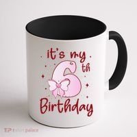 Its My 6th Birthday 6 Years Old Bday Coquette Bow BD Coffee Mug thumb 1