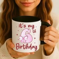 Its My 6th Birthday 6 Years Old Bday Coquette Bow BD Coffee Mug thumb 3