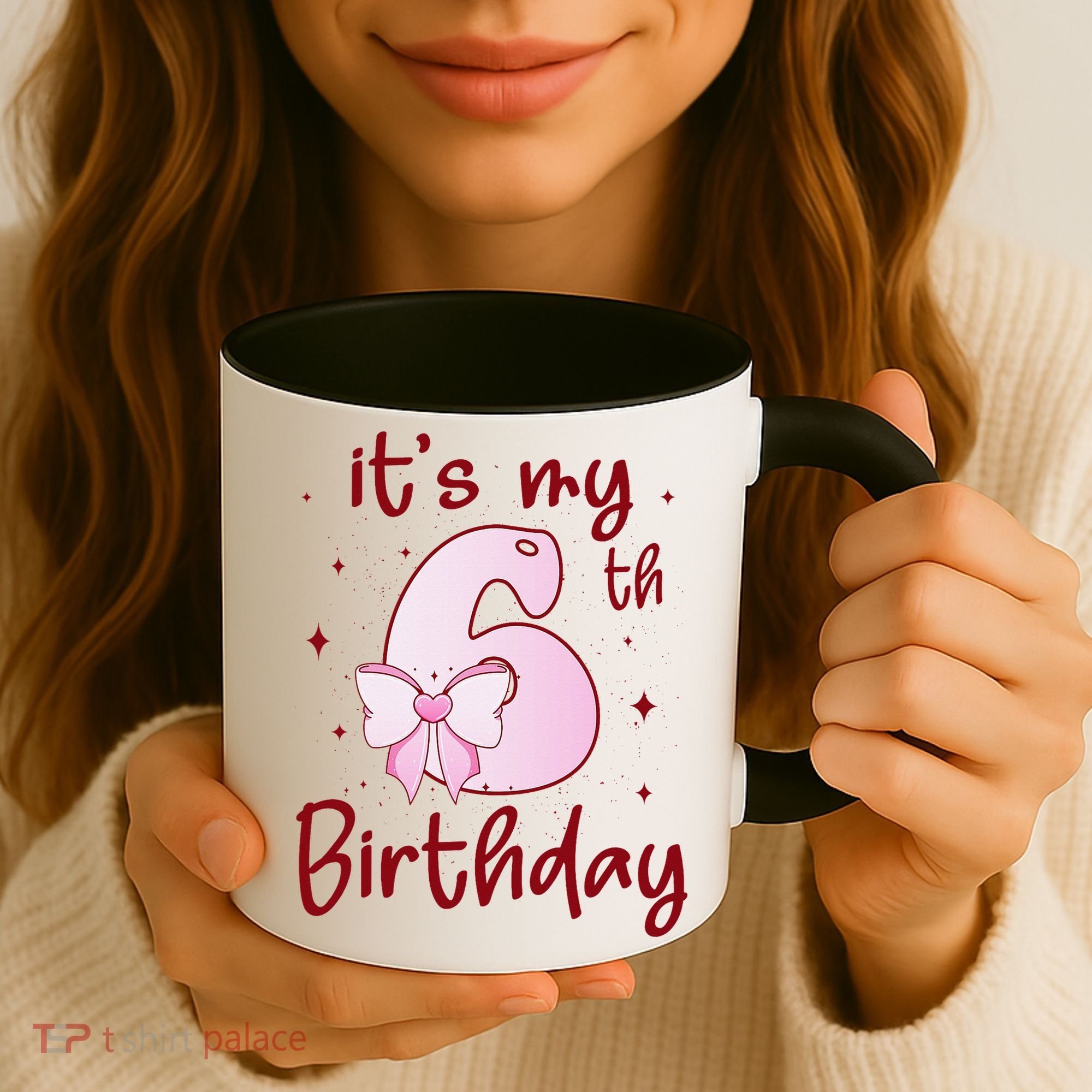 Its My 6th Birthday 6 Years Old Bday Coquette Bow BD Coffee Mug