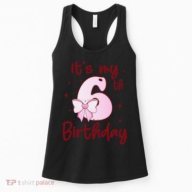Its My 6th Birthday 6 Years Old Bday Coquette Bow BD Women's Tank Top
