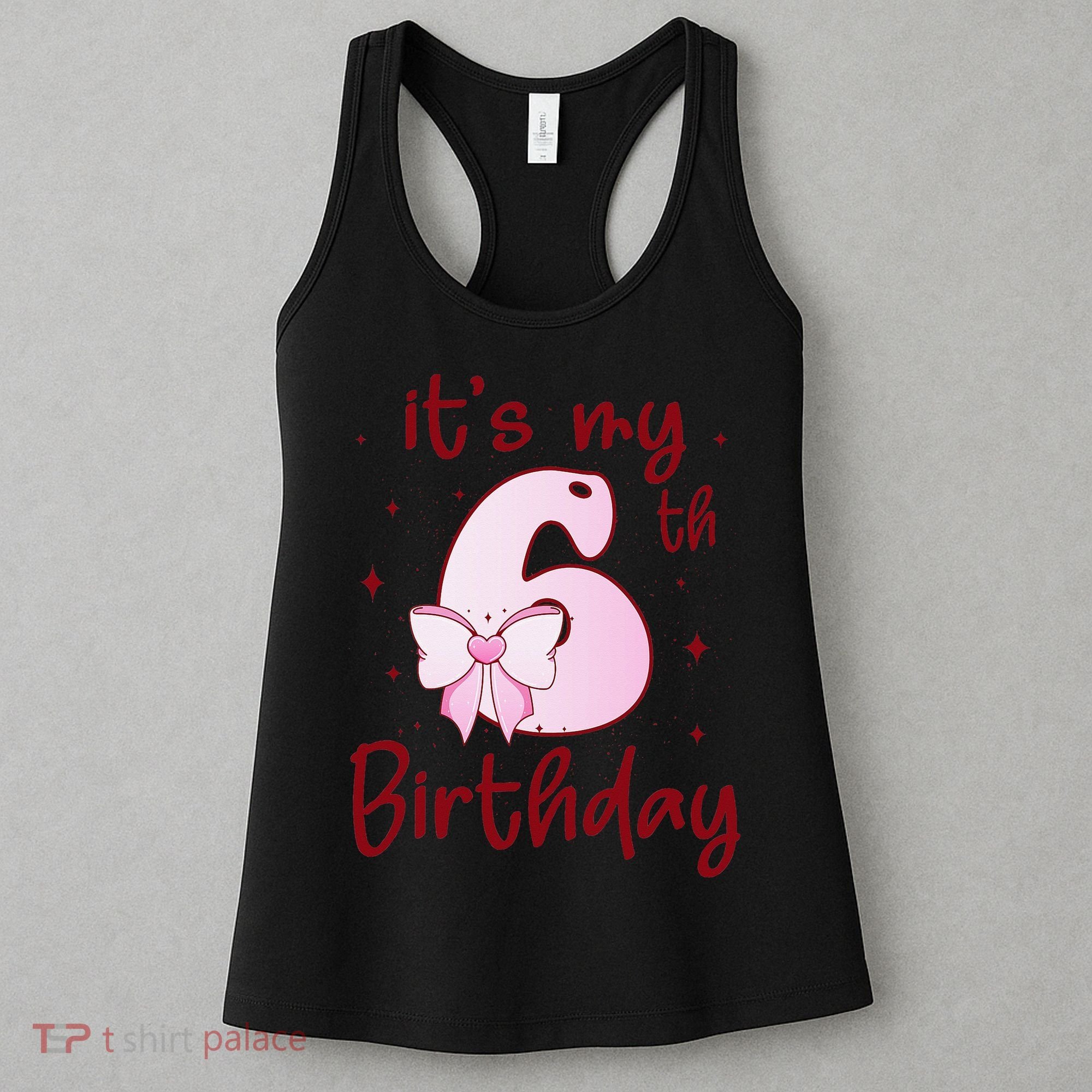 Its My 6th Birthday 6 Years Old Bday Coquette Bow BD Women's Tank Top