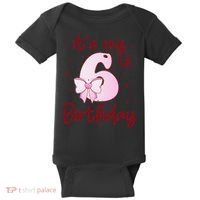 Its My 6th Birthday 6 Years Old Bday Coquette Bow BD Baby Bodysuit thumb 0