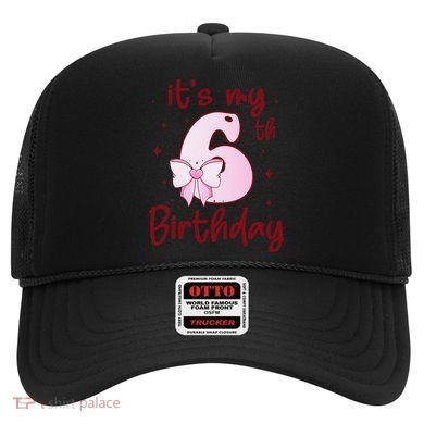Its My 6th Birthday 6 Years Old Bday Coquette Bow BD Hat