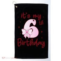 Its My 6th Birthday 6 Years Old Bday Coquette Bow BD Golf Towel thumb 0