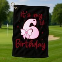 Its My 6th Birthday 6 Years Old Bday Coquette Bow BD Golf Towel thumb 1
