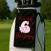 Its My 6th Birthday 6 Years Old Bday Coquette Bow BD Golf Towel thumb 2