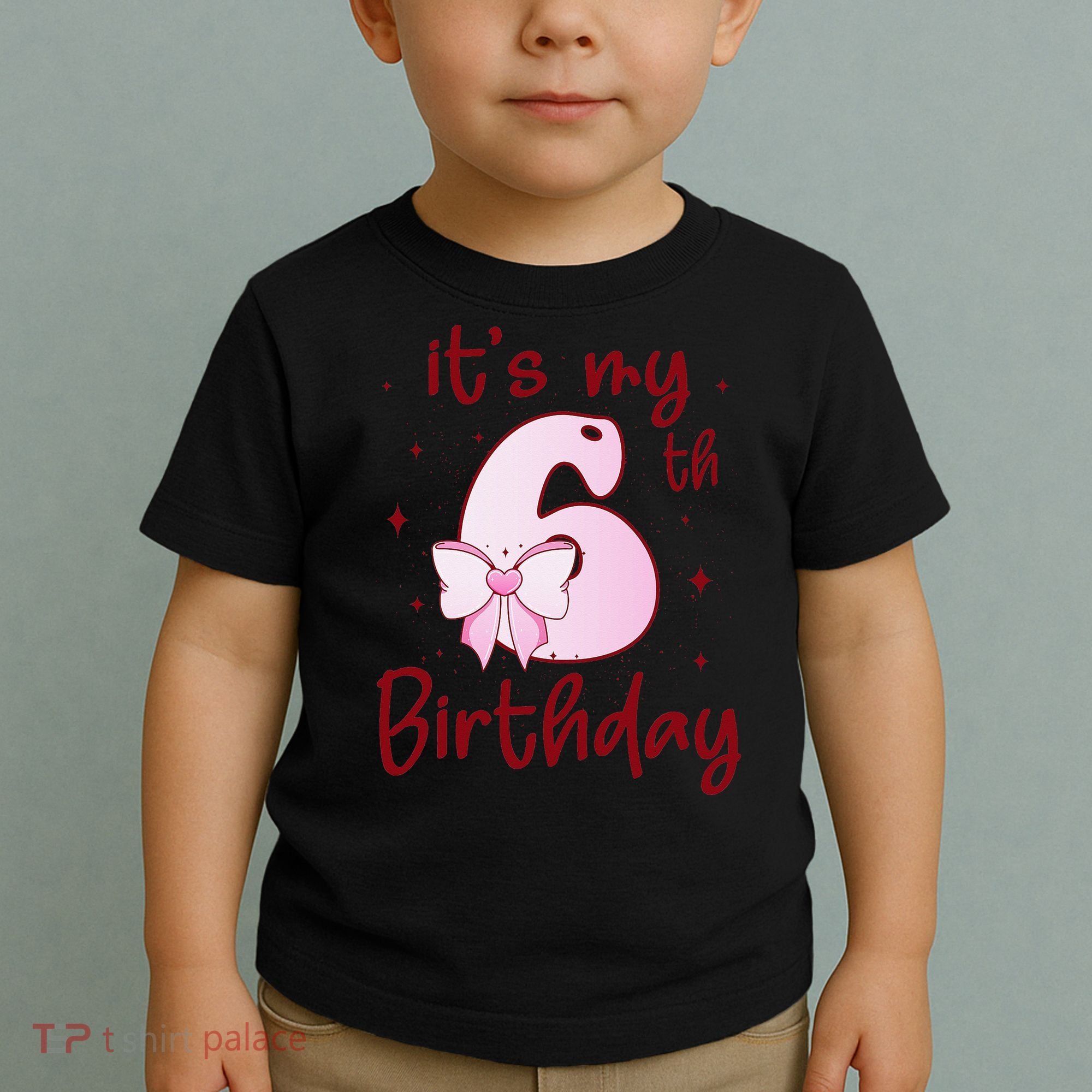 Its My 6th Birthday 6 Years Old Bday Coquette Bow BD Toddler T-Shirt