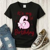 Its My 6th Birthday 6 Years Old Bday Coquette Bow BD Women's T-Shirt thumb 3