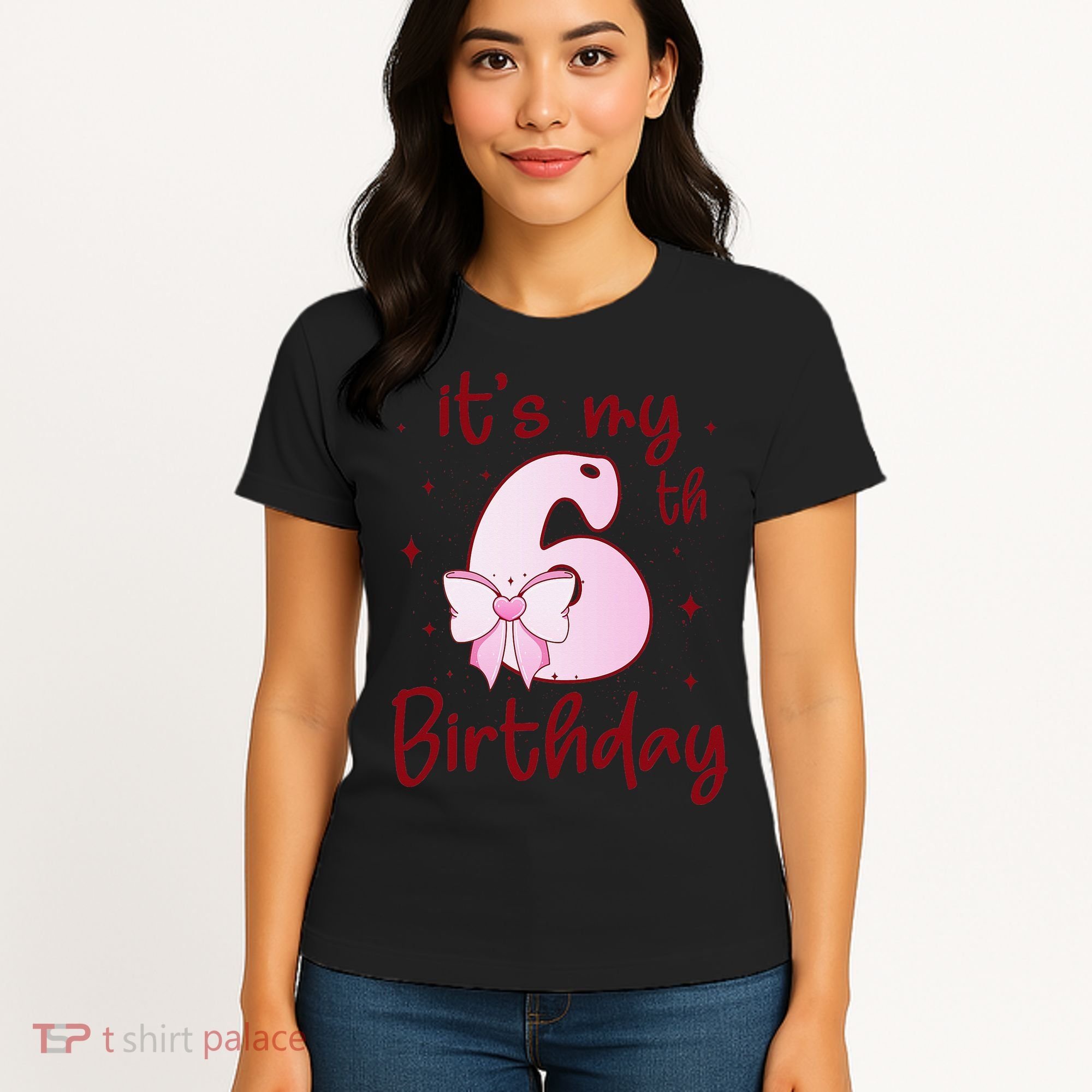 Its My 6th Birthday 6 Years Old Bday Coquette Bow BD Women's T-Shirt