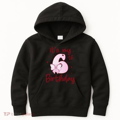 Its My 6th Birthday 6 Years Old Bday Coquette Bow BD Kids Hoodie